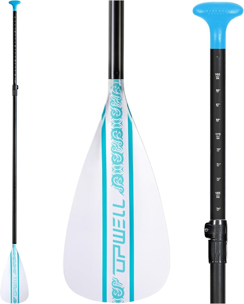 UPWELL SUP Paddle Adjustable Stand Up Paddle for Paddleboard, 3 Piece Aluminum Alloy Shaft with Reinforced Fiberglass Blade - Image 1